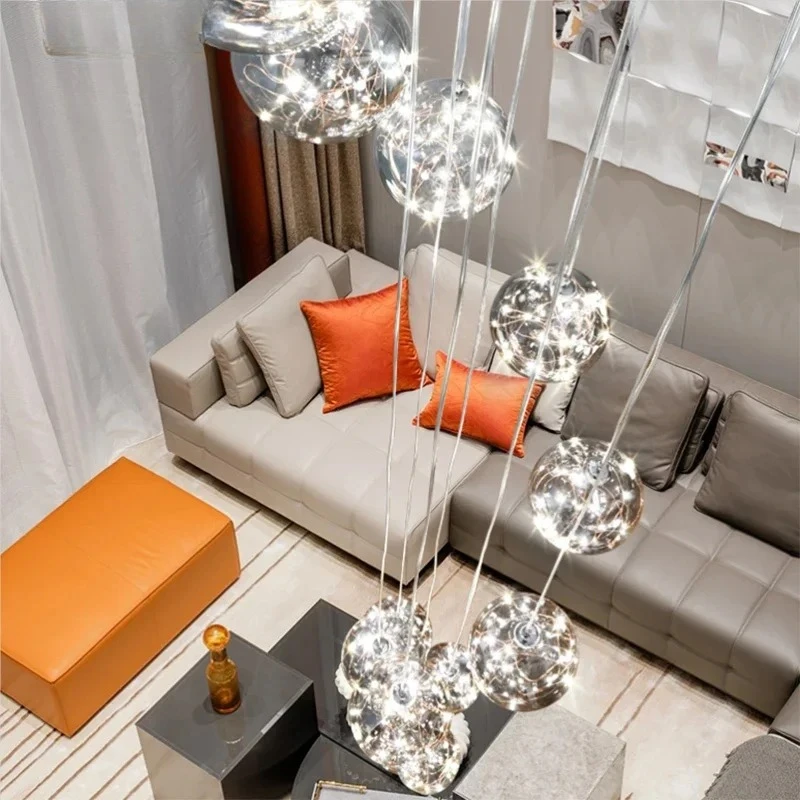 Modern Luxury Glass String Ball Ceiling Chandelier Used for Stairs Living Rooms Attic Luxurious Atmosphere Hanging Lights Luster
Modern Luxury Glass String Ball Ceiling Chandelier Used for Stairs Living Rooms Attic Luxurious Atmosphere Hanging Lights Luster