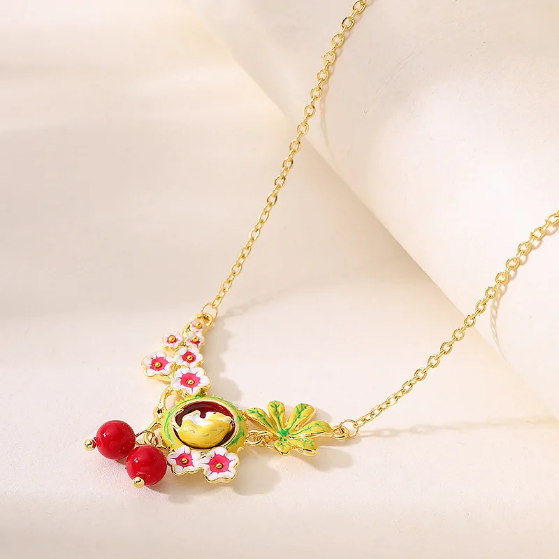 Fashionable temperament oil dripping enamel glaze flower pendant necklace natural sweet pastoral style niche clavicle chain
Fashionable temperament oil dripping enamel glaze flower pendant necklace natural sweet pastoral style niche clavicle chain