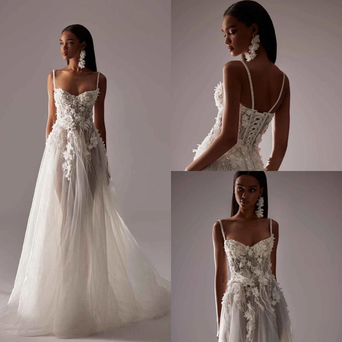 Flowers A-Line Gown Wedding Dresses Pattern Sequins Lace Bridal Gowns Sleeveless Big Size Vestidos De Novia Custom Size Colour
Flowers A-Line Gown Wedding Dresses Pattern Sequins Lace Bridal Gowns Sleeveless Big Size Vestidos De Novia Custom Size Colour