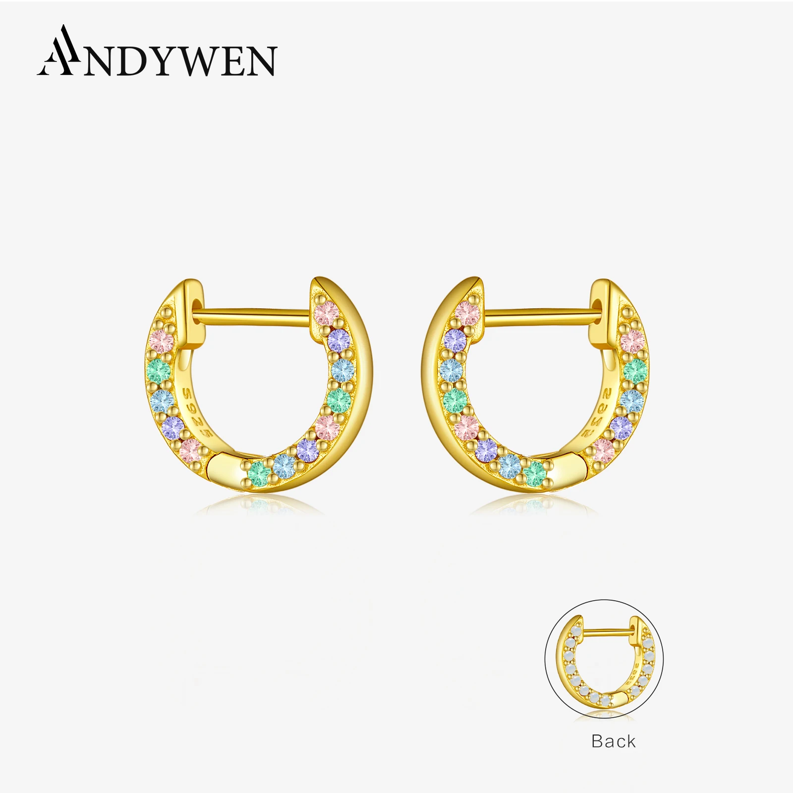ANDYWEN 925 Sterling Silver Circle Colorful Zircon Opal Huggies Hoop Earring Women Rainbow Classic Luxury Wedding Fine Jewelry
ANDYWEN 925 Sterling Silver Circle Colorful Zircon Opal Huggies Hoop Earring Women Rainbow Classic Luxury Wedding Fine Jewelry