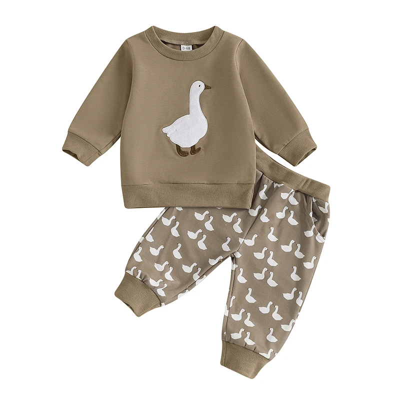 Boy Autumn 2PCS Outfit Sets Long Sleeve Duck Embroidery Pullover Elastic Band Pants Sets
Boy Autumn 2PCS Outfit Sets Long Sleeve Duck Embroidery Pullover Elastic Band Pants Sets