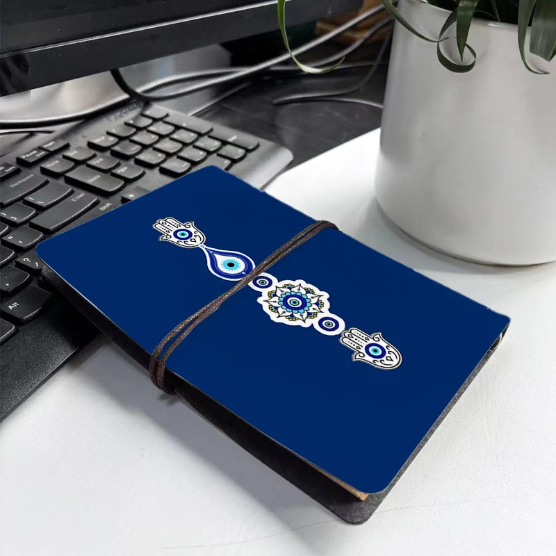 Boho Evil Eye Hamsa Hand PU Notebook - Blue Nazar Amulet Print Journal, Feather Pendant Tie Closure Spiritual Stationery
Boho Evil Eye Hamsa Hand PU Notebook - Blue Nazar Amulet Print Journal, Feather Pendant Tie Closure Spiritual Stationery