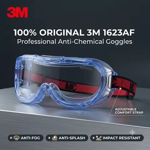 Chemical Goggles 3M 1623AF Anti-Fog Safety Splash Protective Glasses Impact Resistant Eyewear for Laboratory Industrial Work