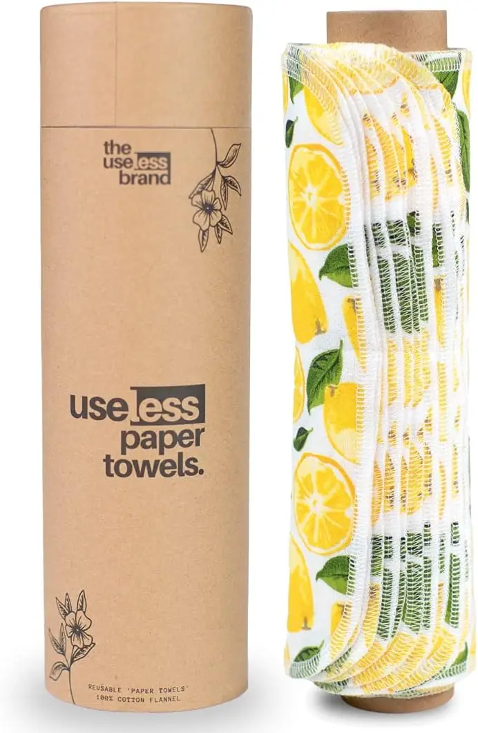 Reusable Paper Towels Roll | 12 Eco Friendly Washable Cotton Flannel Towels w/Cardboard Roll | Zero Waste & Sustainable | Fits Most Holders (Lemons, 12 Pack)
Reusable Paper Towels Roll | 12 Eco Friendly Washable Cotton Flannel Towels w/Cardboard Roll | Zero Waste & Sustainable | Fits Most Holders (Lemons, 12 Pack)