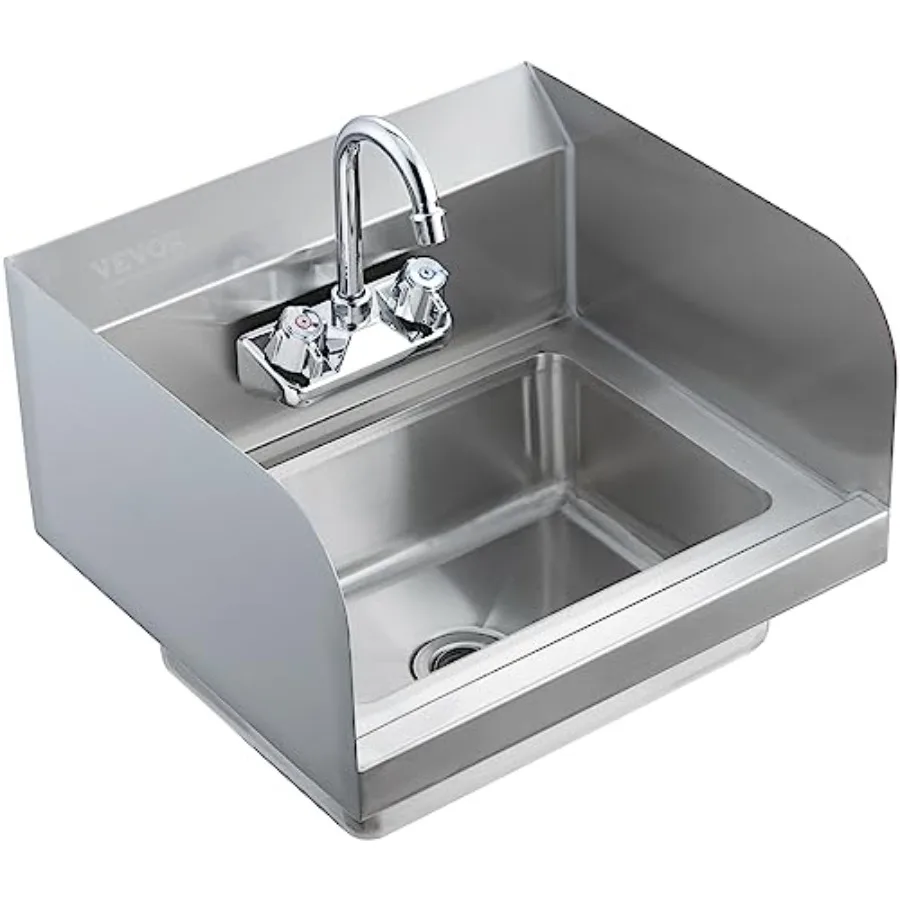 Commercial Hand Sink 17x12.8 inch Stainless Steel Sink with Faucet and Side Splash, Wall-Mount Small Hand Basin for Restaurant,
Commercial Hand Sink 17x12.8 inch Stainless Steel Sink with Faucet and Side Splash, Wall-Mount Small Hand Basin for Restaurant,
