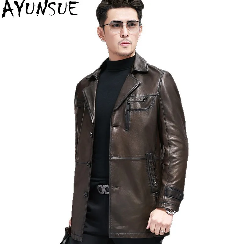 Tcyeek 100% Top Layer Sheepskin Real Leather Jacket Men Autumn Clothes Mid-length Trench Coat for Man Chic Jaqueta De Couro 2026
Tcyeek 100% Top Layer Sheepskin Real Leather Jacket Men Autumn Clothes Mid-length Trench Coat for Man Chic Jaqueta De Couro 2026