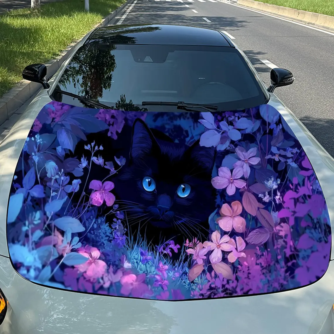 Black Cat in Purple Aura Flower Realm Car Vinyl Wrap, PVC Material Waterproof Car Hood Sticker, Self-Adhesive Scratch-Resistant
Black Cat in Purple Aura Flower Realm Car Vinyl Wrap, PVC Material Waterproof Car Hood Sticker, Self-Adhesive Scratch-Resistant