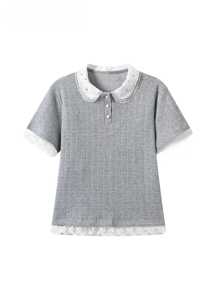 CaraCLUB Summer New Large Size Short Sleeve Doll Collar Women's Top Lace Splicing Anti-Aging Fake Two-Piece Vintage Loose Fit
CaraCLUB Summer New Large Size Short Sleeve Doll Collar Women's Top Lace Splicing Anti-Aging Fake Two-Piece Vintage Loose Fit