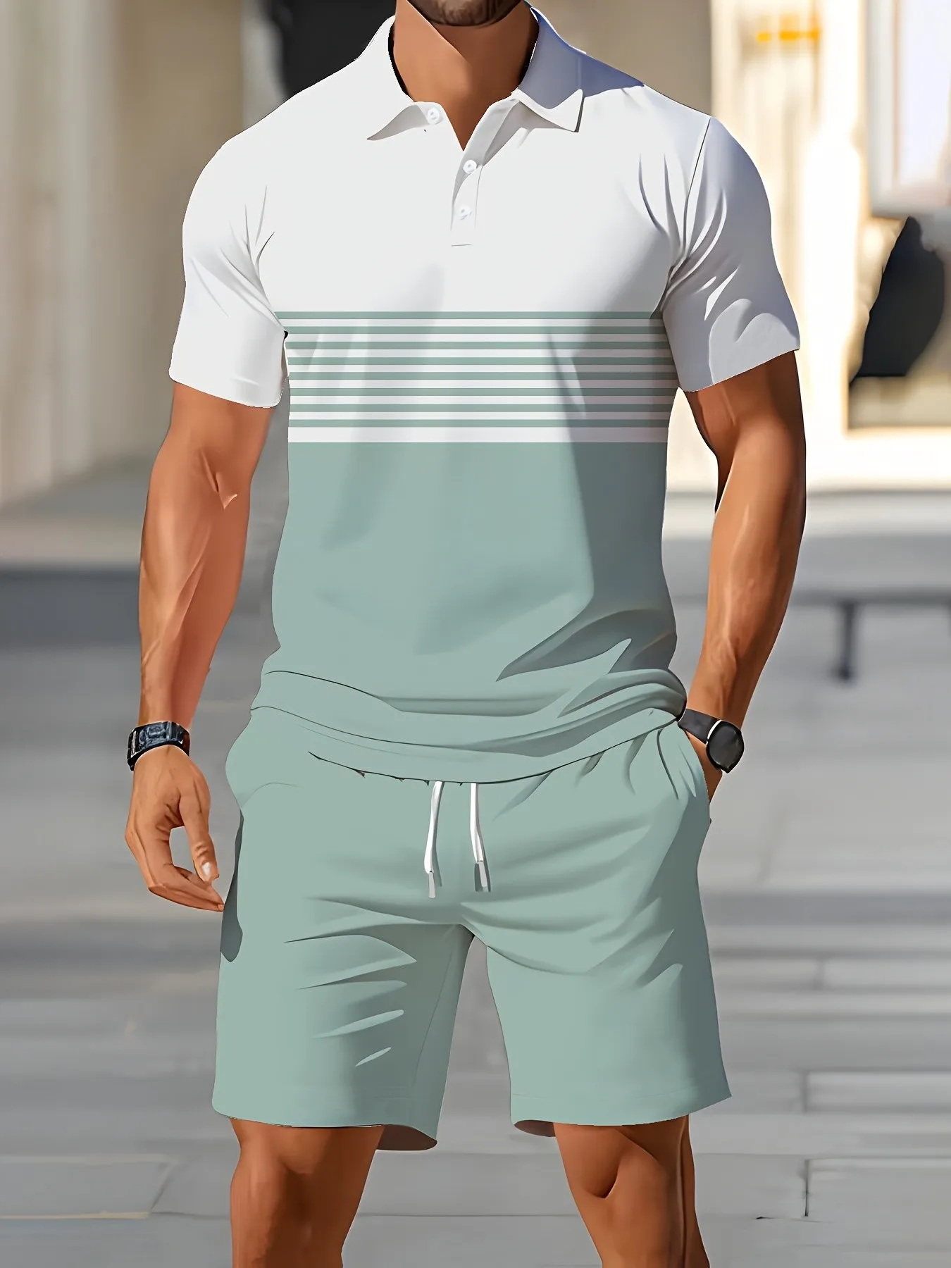2026 Summer American Men's Polo Shirt Set for Street Casual Fashion Soft and Comfortable with 3D Stripes Pattern Print
2026 Summer American Men's Polo Shirt Set for Street Casual Fashion Soft and Comfortable with 3D Stripes Pattern Print