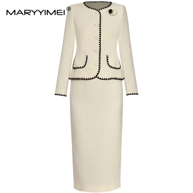 MARYYIMEI Fashion Spring Autumn Women's Suit Long sleeved Single breasted coat top+Package hip skirt Elegant Two-Piece Set
MARYYIMEI Fashion Spring Autumn Women's Suit Long sleeved Single breasted coat top+Package hip skirt Elegant Two-Piece Set