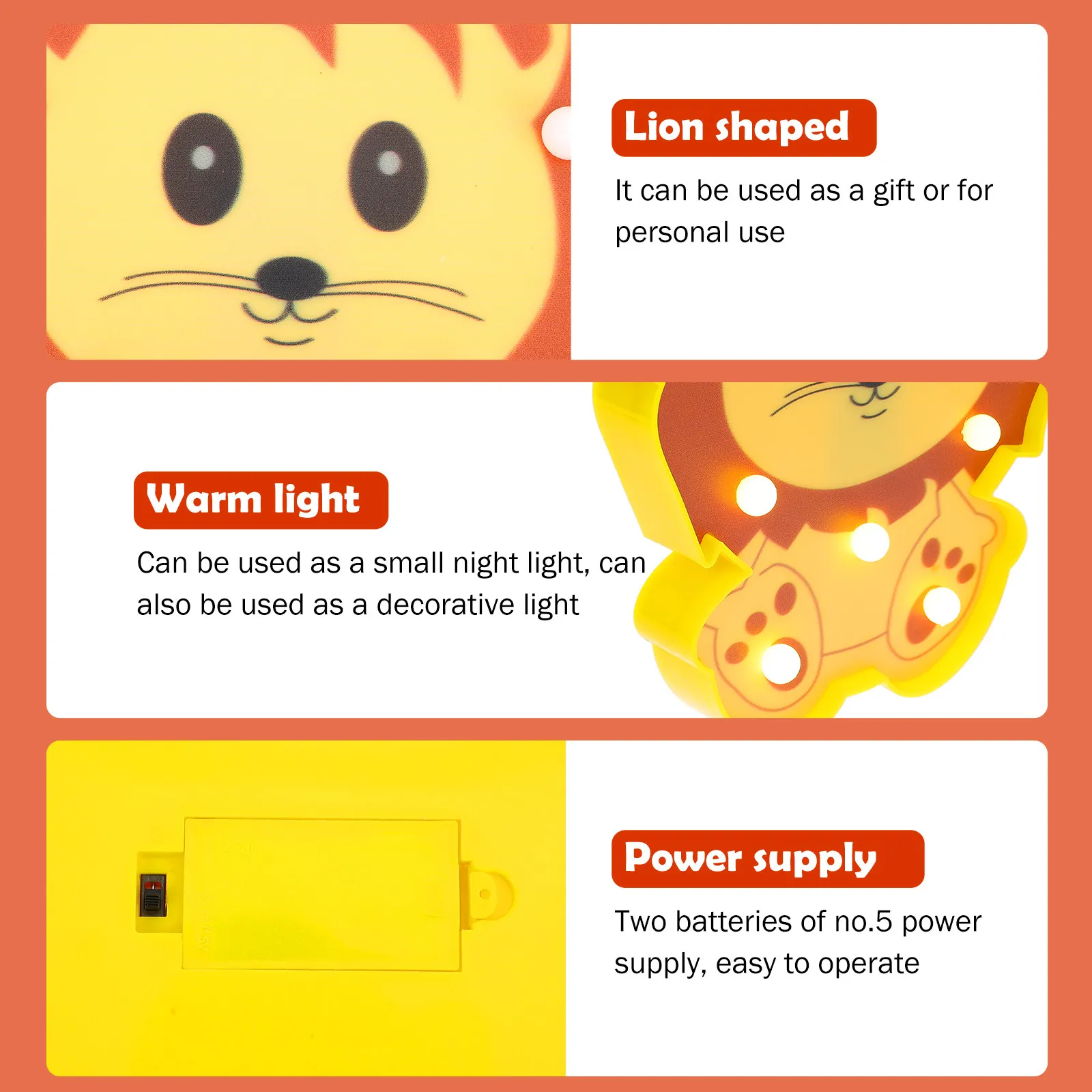Adorable Lion-Shaped Small Night Lamp Made of High-Quality ABS Plastic Desktop Bedroom Decor LED Light for Kids Girls Room Night
Adorable Lion-Shaped Small Night Lamp Made of High-Quality ABS Plastic Desktop Bedroom Decor LED Light for Kids Girls Room Night