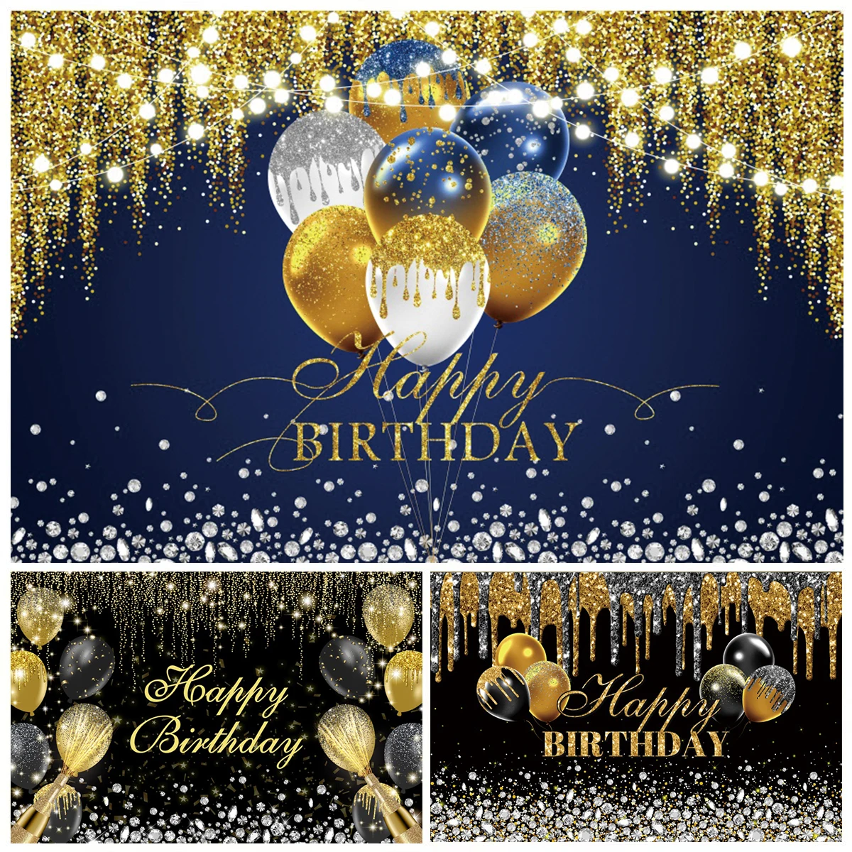 Adult Happy Birthday Party Decor Backdrop For Photography Black and Gold Balloon Wedding Custom Background Photo Studio Props
Adult Happy Birthday Party Decor Backdrop For Photography Black and Gold Balloon Wedding Custom Background Photo Studio Props