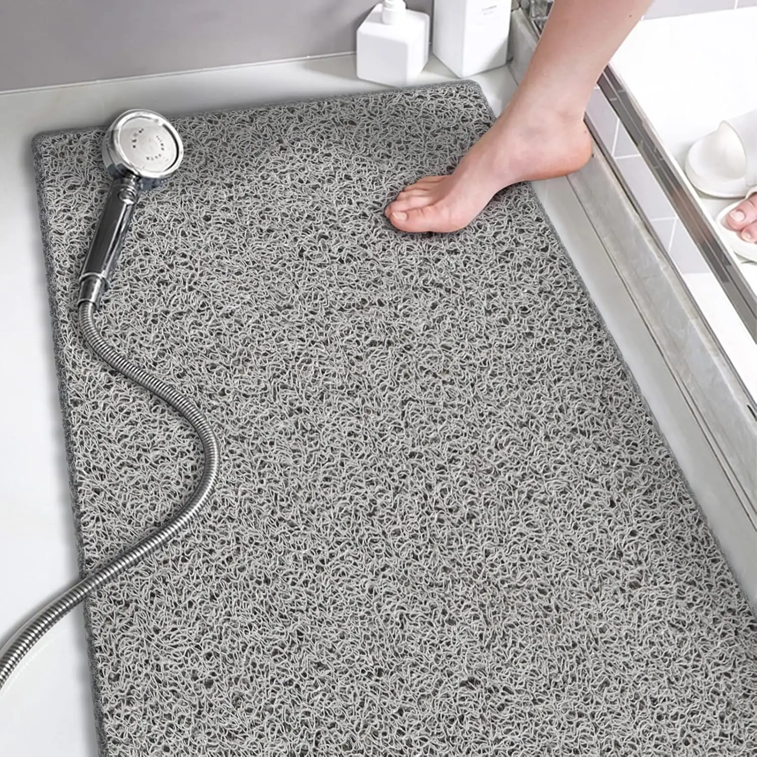PVC Loofah Shower Mat Non Slip Quick Drying 15.7x36 Inch Grey for Bathroom and Tub
PVC Loofah Shower Mat Non Slip Quick Drying 15.7x36 Inch Grey for Bathroom and Tub