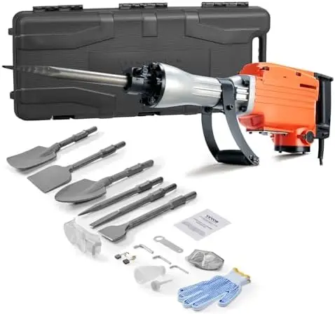 Электрический отбойный молоток 2200 Вт – Мощный бетонолом 1350 ударов в минуту с 6 зубилами и кейсом для переноски
Электрический отбойный молоток 2200 Вт – Мощный бетонолом 1350 ударов в минуту с 6 зубилами и кейсом для переноски