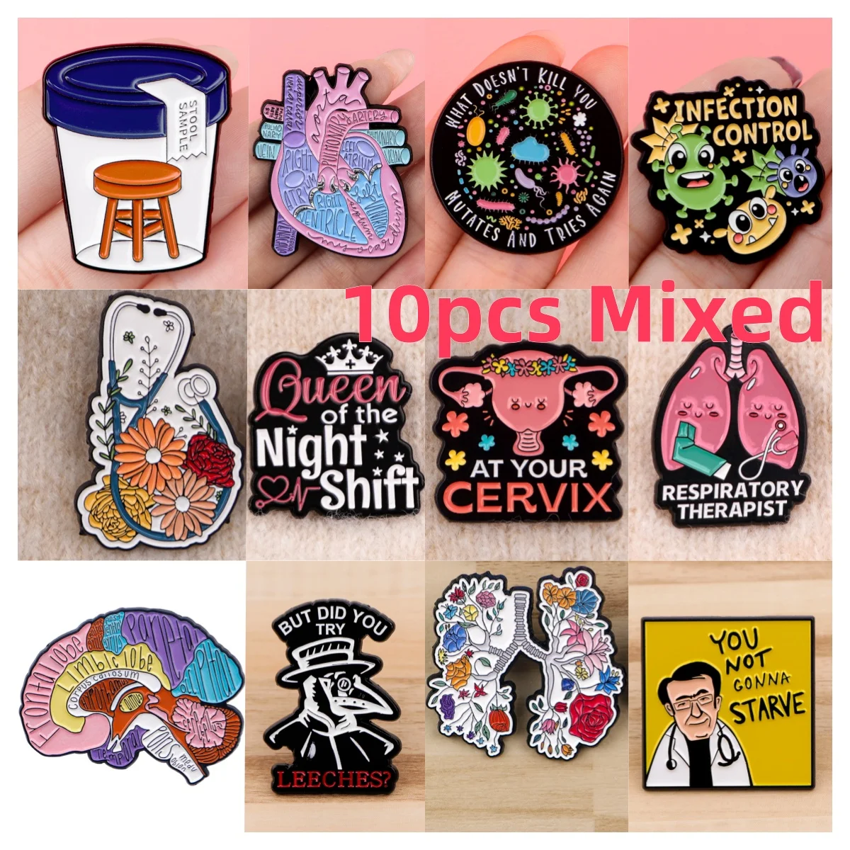 10pcs/set Mixed Doctor Enamel Brooches Human Organ Lapel Pins Badge on Backpack Clothing Accessories Friends Gifts
10pcs/set Mixed Doctor Enamel Brooches Human Organ Lapel Pins Badge on Backpack Clothing Accessories Friends Gifts