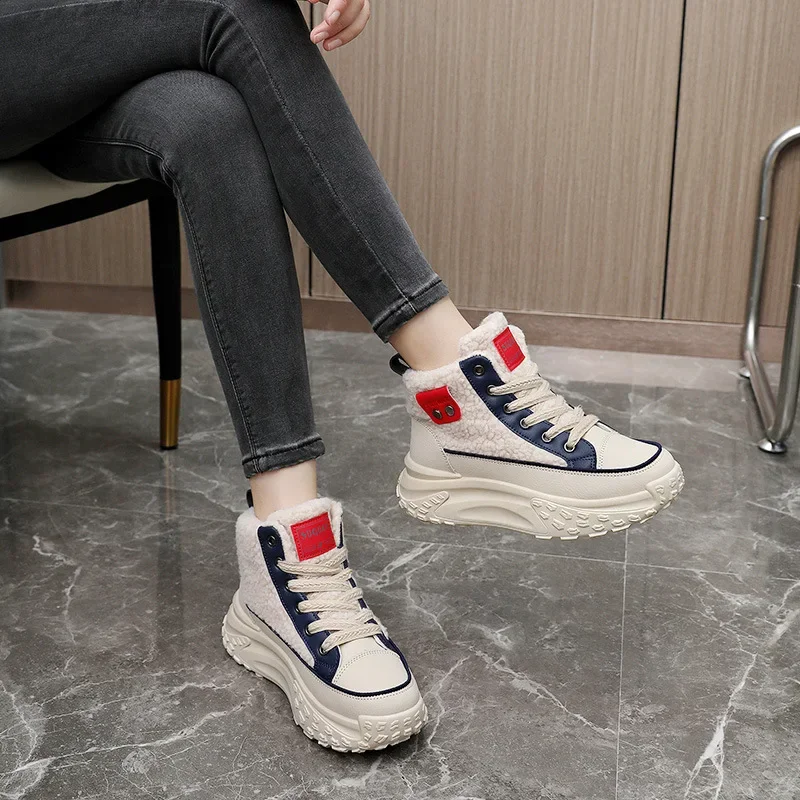 New Women's Snow Boots with Velvet Warmth Thick Bottom Lace Raised Anti slip Cotton Boots Platform Shoes Womens Ankle Boot Mujer
New Women's Snow Boots with Velvet Warmth Thick Bottom Lace Raised Anti slip Cotton Boots Platform Shoes Womens Ankle Boot Mujer