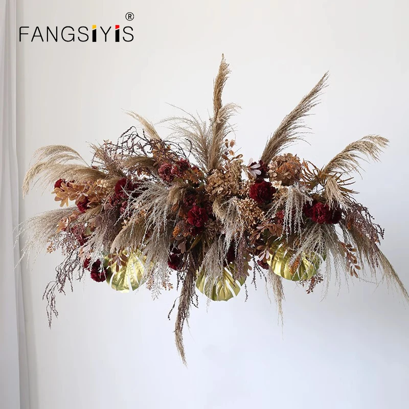 Retro color Floral Art Reed Flowers Arrangement Window Display Wall Hanging Flowers Row Simulation Wedding Background Decoration
Retro color Floral Art Reed Flowers Arrangement Window Display Wall Hanging Flowers Row Simulation Wedding Background Decoration