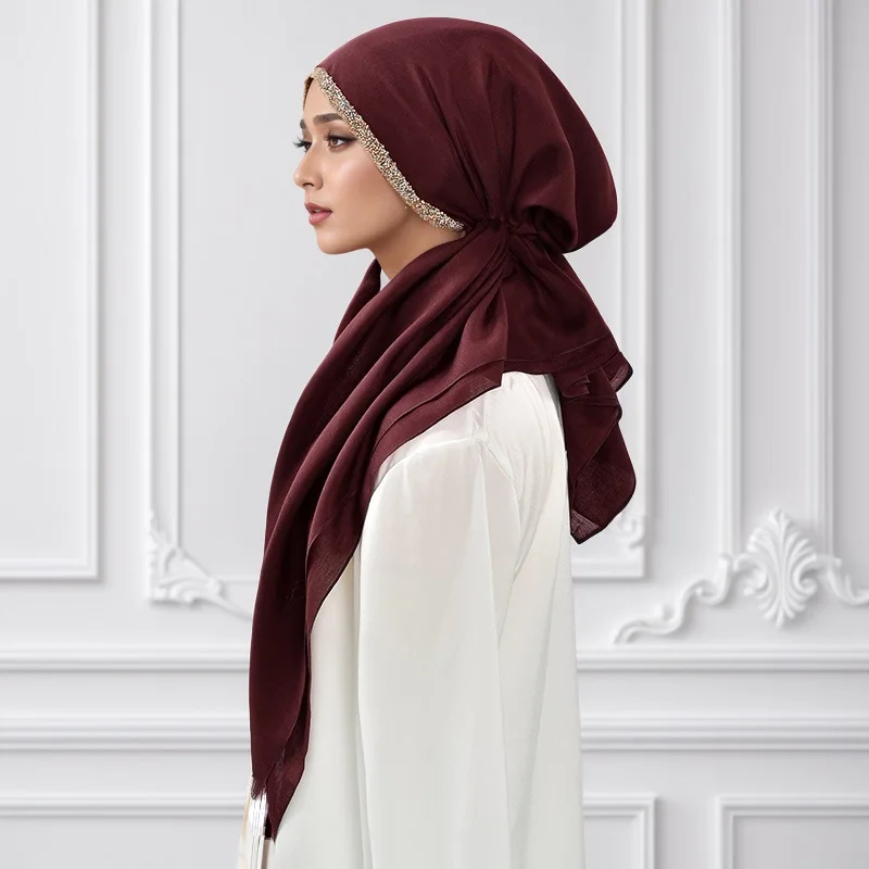New Rhinestone Band Muslim Turban Pre-Tied Hat Inner Hijab Caps Islamic Long Tail Bonnet Hats Female Headwrap Turbante Mujer
New Rhinestone Band Muslim Turban Pre-Tied Hat Inner Hijab Caps Islamic Long Tail Bonnet Hats Female Headwrap Turbante Mujer