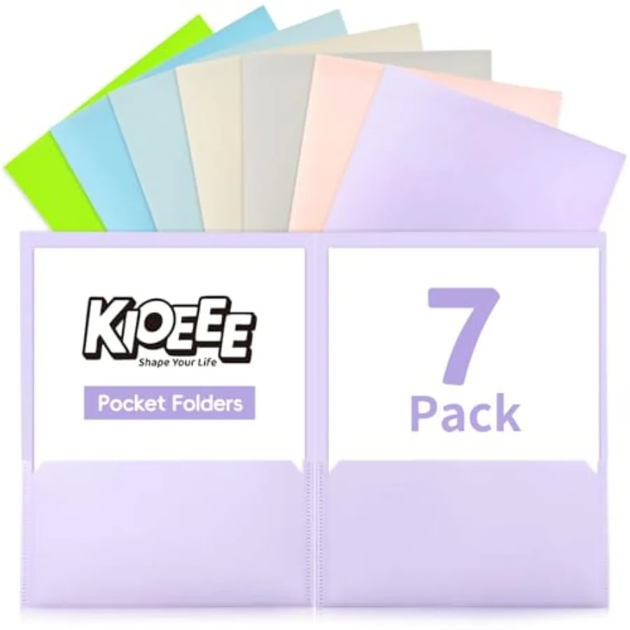 Plastic Folders with Pockets 7 Pack, Sweet Colors,Fit Letter Size Paper, Durable Heavy Duty, 2-Pocket Folder for School Office
Plastic Folders with Pockets 7 Pack, Sweet Colors,Fit Letter Size Paper, Durable Heavy Duty, 2-Pocket Folder for School Office