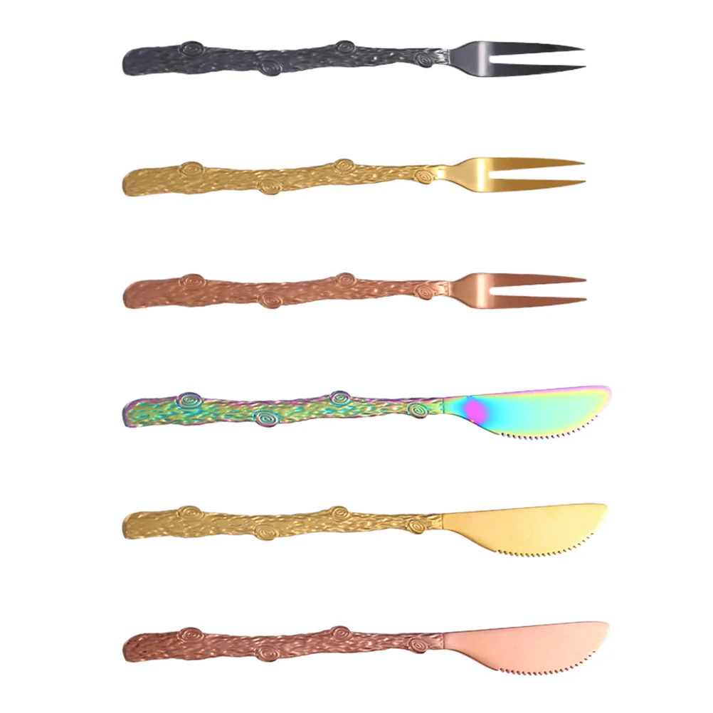 6 Pcs Stainless Steel Fruit Fork Two Prong Toothpicks Food Dessert Knives Gilded Forks Kitchen Gadget
6 Pcs Stainless Steel Fruit Fork Two Prong Toothpicks Food Dessert Knives Gilded Forks Kitchen Gadget