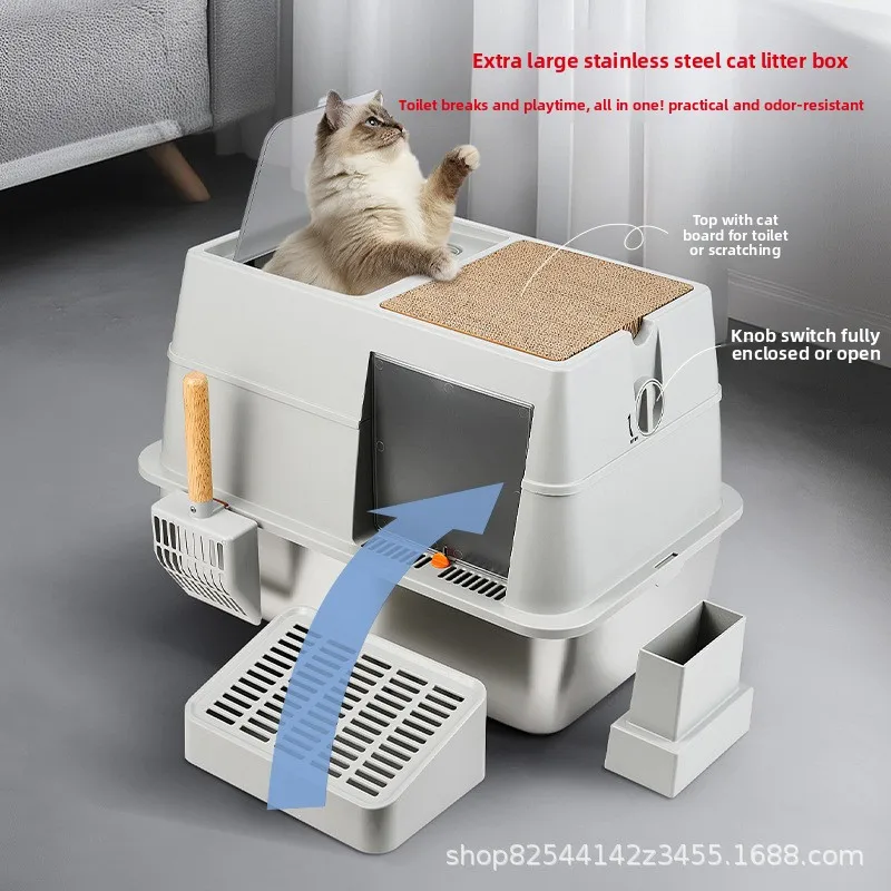 Fully enclosed cat litter box front entry top out oversized stainless steel splash-proof cat cat toilet pet supplies
Fully enclosed cat litter box front entry top out oversized stainless steel splash-proof cat cat toilet pet supplies