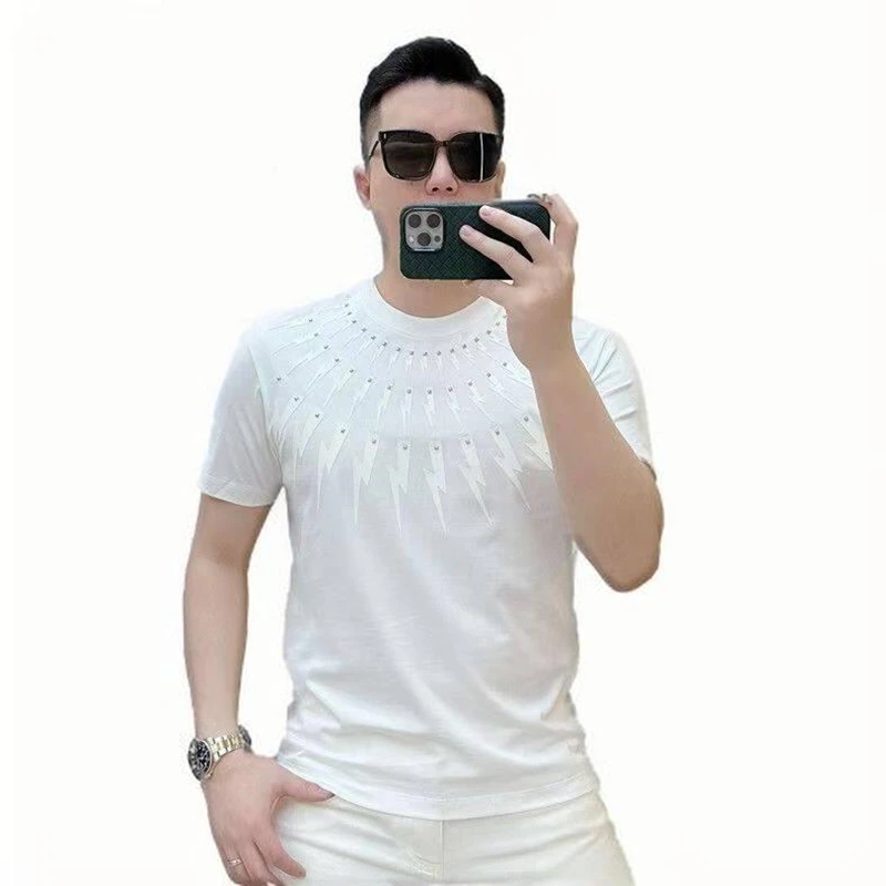 NF&ZG 25 Summer New Ice Silk European Fashion Brand Rivet Slim Elastic Round Neck Short Sleeve T-shirt Men's Net Red Half Sleeve
NF&ZG 25 Summer New Ice Silk European Fashion Brand Rivet Slim Elastic Round Neck Short Sleeve T-shirt Men's Net Red Half Sleeve