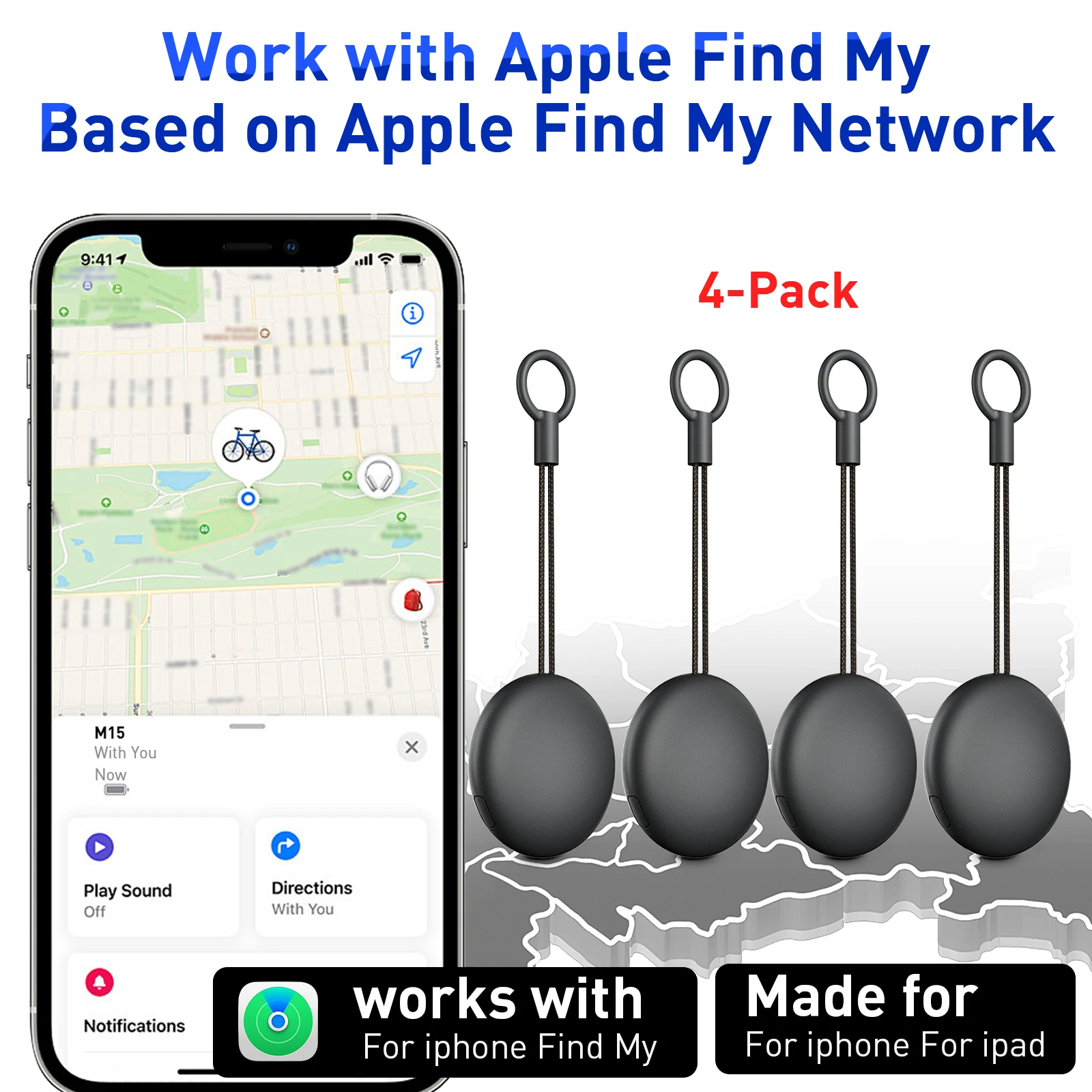 4-Pack Smart Tag Trackers/Locators (AirTags-Compatible) "Find My" Device Support, Anti-Loss Protection, Global Positioning
4-Pack Smart Tag Trackers/Locators (AirTags-Compatible) "Find My" Device Support, Anti-Loss Protection, Global Positioning