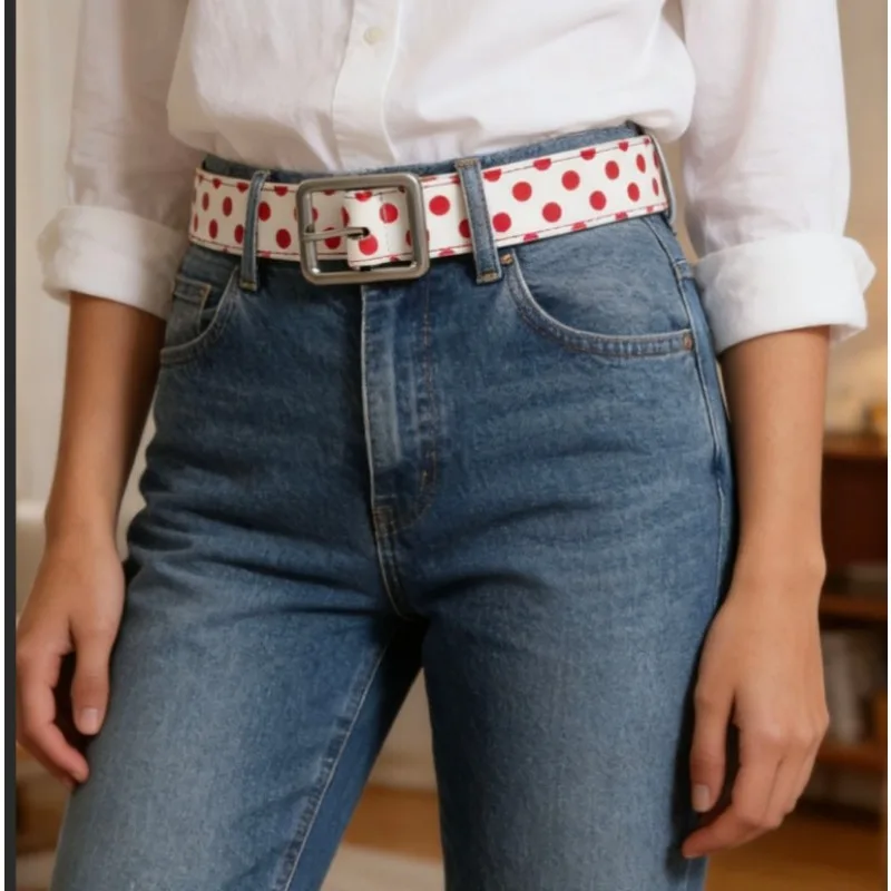 Модный женский винтажный ремень в горошек Y2K, пояс из искусственной кожи для джинсов, с пряжкой-шпилькой
Модный женский винтажный ремень в горошек Y2K, пояс из искусственной кожи для джинсов, с пряжкой-шпилькой