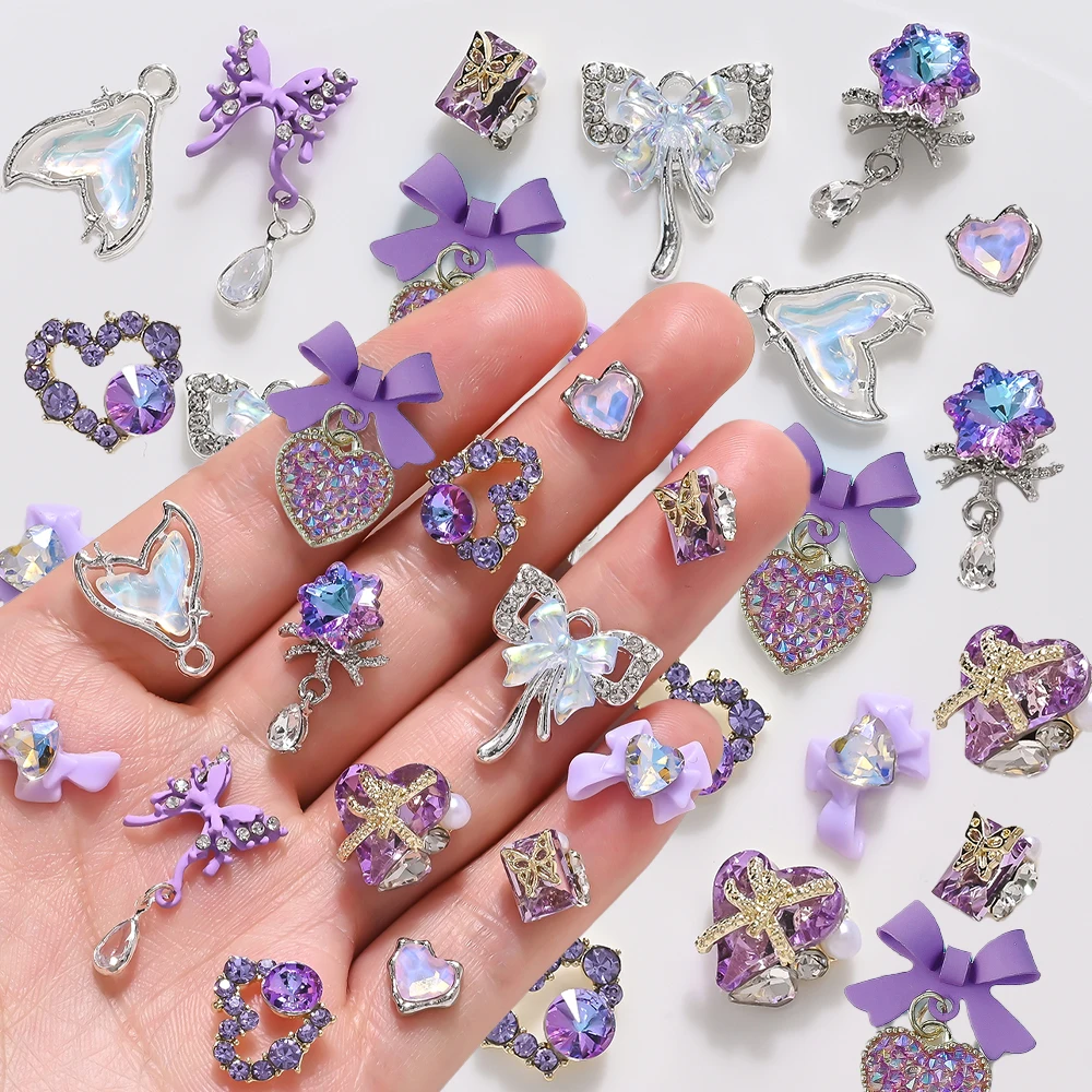 20PCS Purple Mixed Crystal Rhinestone Nail Accessories 3D Bows Heart Mermaid Tail Butterfly Nail Charm Luxury Alloy Manicure Dec
20PCS Purple Mixed Crystal Rhinestone Nail Accessories 3D Bows Heart Mermaid Tail Butterfly Nail Charm Luxury Alloy Manicure Dec