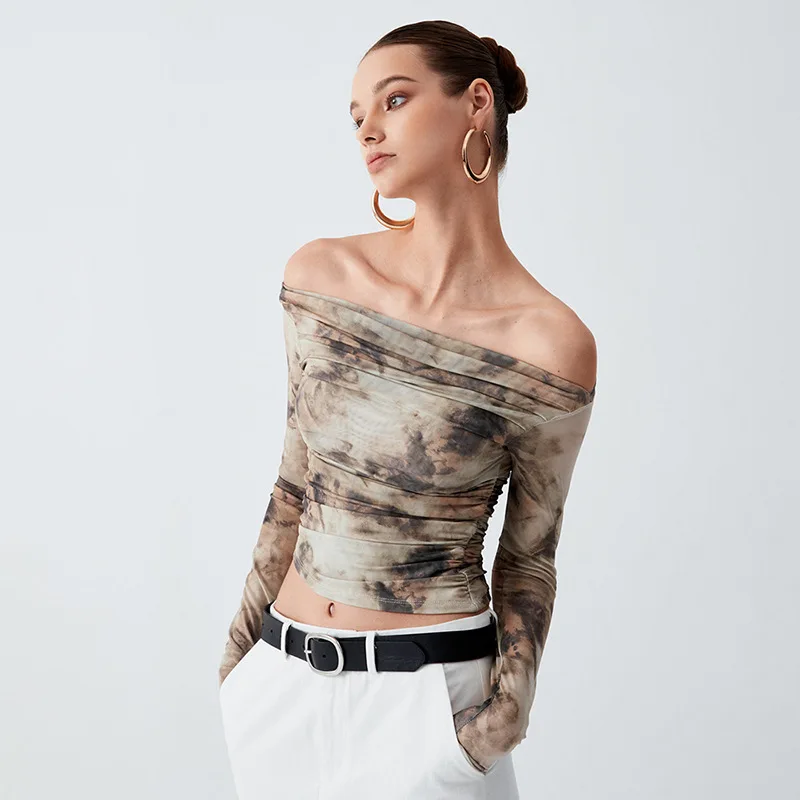2024 Spring New Printed Slash Collar Long Sleeve Backless Shrinkage Top T-Shirt Mesh See Through Elegant Top Casual
2024 Spring New Printed Slash Collar Long Sleeve Backless Shrinkage Top T-Shirt Mesh See Through Elegant Top Casual