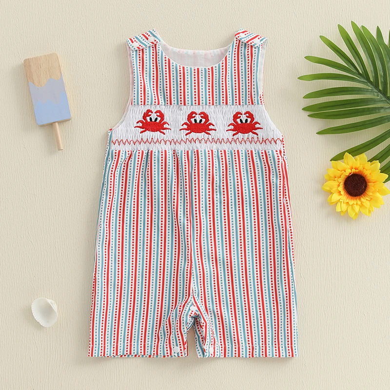 2025-03-20 Lioraitiin Baby Boy Summer Tank Romper Crab Embroidery Stripe Print Sleeveless Jumpsuit Streetwear
2025-03-20 Lioraitiin Baby Boy Summer Tank Romper Crab Embroidery Stripe Print Sleeveless Jumpsuit Streetwear