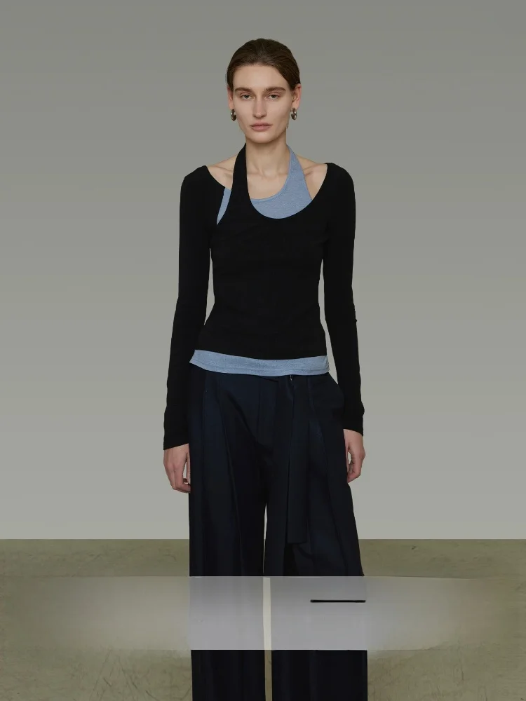 Unspoken Deconstructed Two-Piece Knitwear Women's Neck Hanging Slimming Design Sense Color Collision Top for Autumn 2026
Unspoken Deconstructed Two-Piece Knitwear Women's Neck Hanging Slimming Design Sense Color Collision Top for Autumn 2026