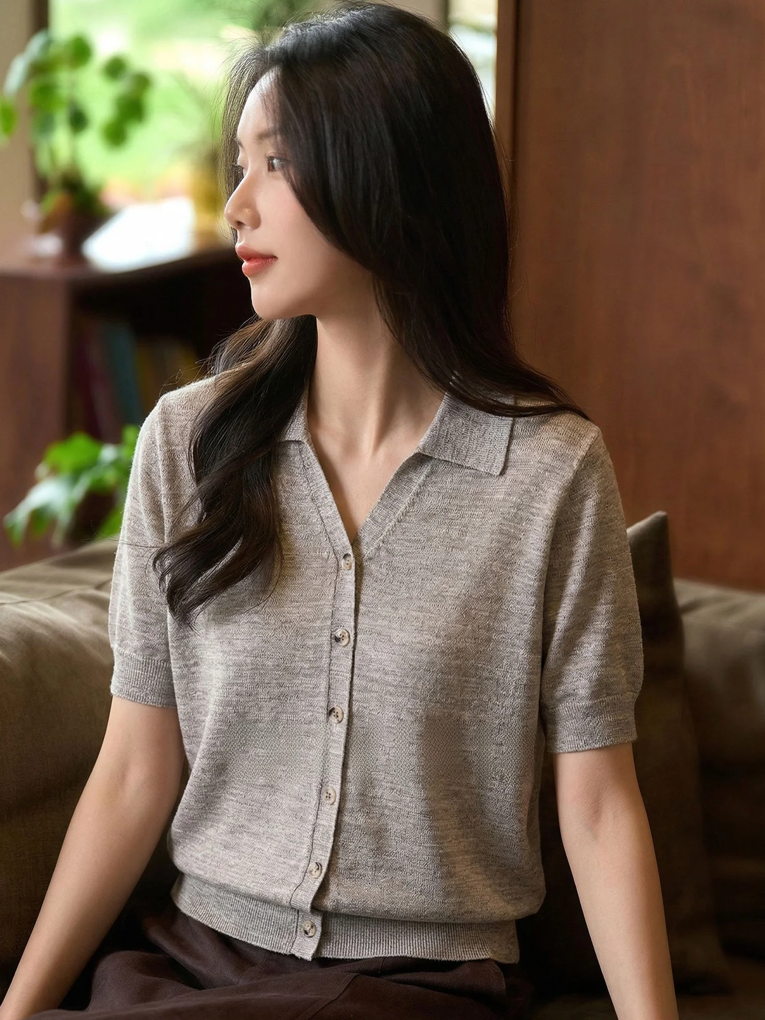 Chivirin Woolen Knitted Top Women's Casual Loose Short Sleeve Summer Fashion Simple Style Versatile Slimming T-Shirt
Chivirin Woolen Knitted Top Women's Casual Loose Short Sleeve Summer Fashion Simple Style Versatile Slimming T-Shirt