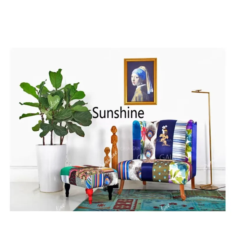 American embroidery living room sofa patchwork contrasting color single chair
American embroidery living room sofa patchwork contrasting color single chair