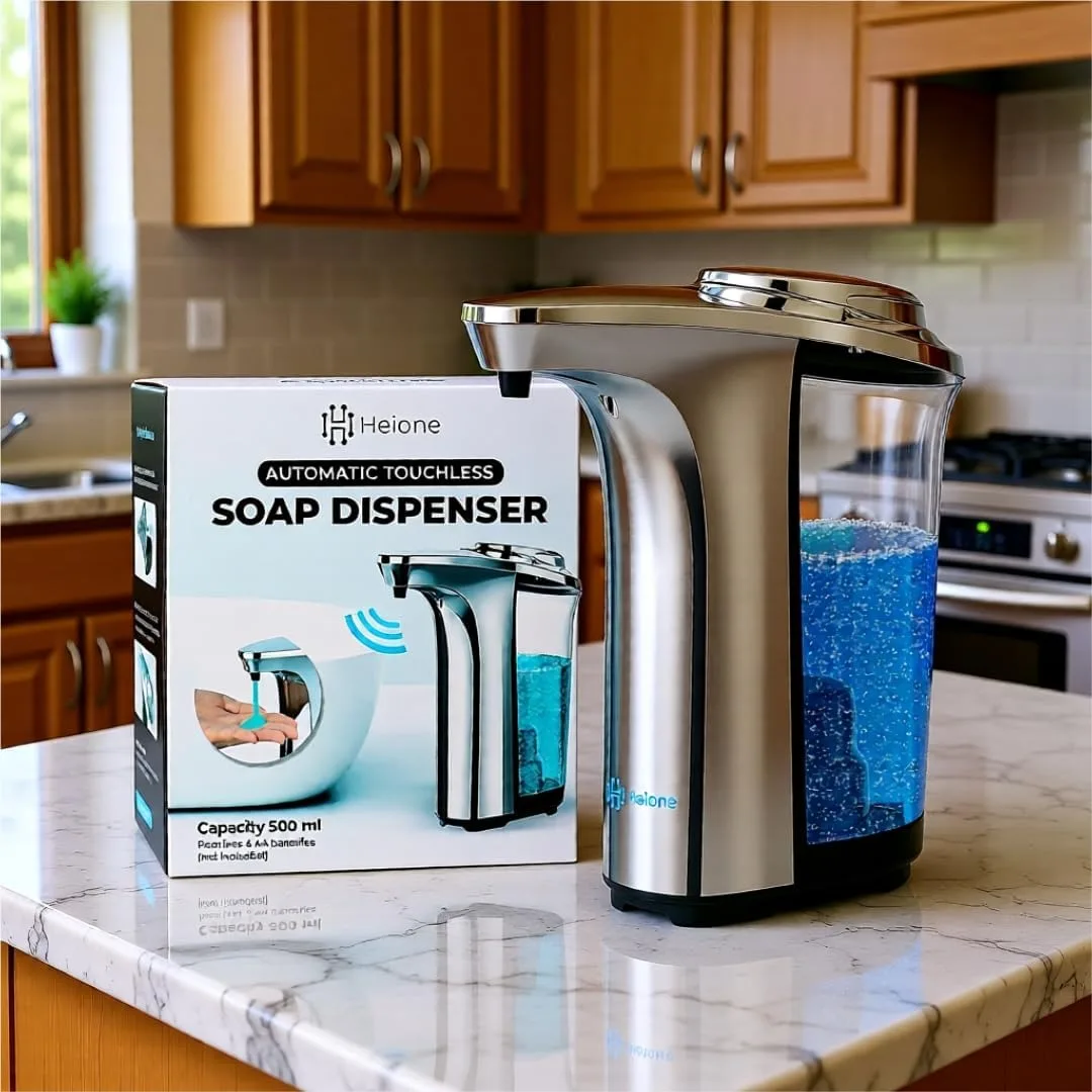 Touchless Soap Dispenser with Sensor, Battery Operated for Kitchen Sink and Bathroom, Silver Glossy 17oz
Touchless Soap Dispenser with Sensor, Battery Operated for Kitchen Sink and Bathroom, Silver Glossy 17oz
