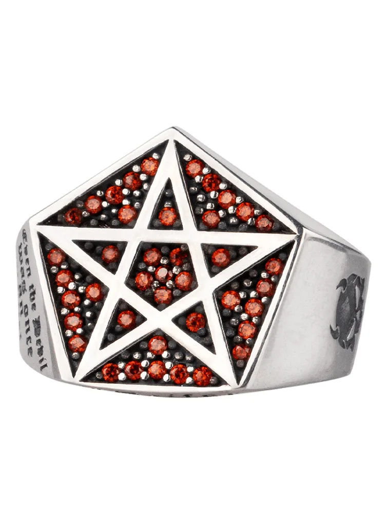 925 Sterling Silver skeleton Pentagram Silver Ring trendy male emerald open index finger ring personality
925 Sterling Silver skeleton Pentagram Silver Ring trendy male emerald open index finger ring personality