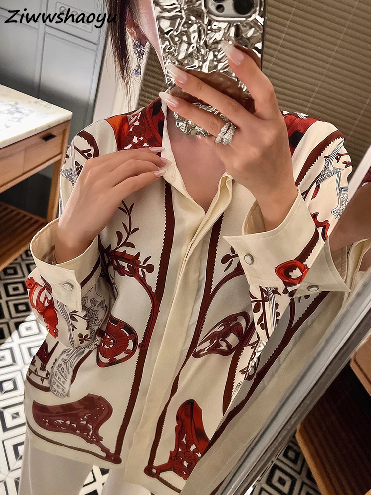 High Quality Summer Women Fashion Runway Designer Vintage Printed Lantern Long Sleeve Real Silk Single Breasted Loose Shirts
High Quality Summer Women Fashion Runway Designer Vintage Printed Lantern Long Sleeve Real Silk Single Breasted Loose Shirts