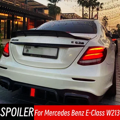 For 2016-2022 Mercedes Benz E-Class W213 E200 E260 E300 4 Door Sedan Carbon Fibe Rear Trunk Lid Spoiler Wings Car Accessories
