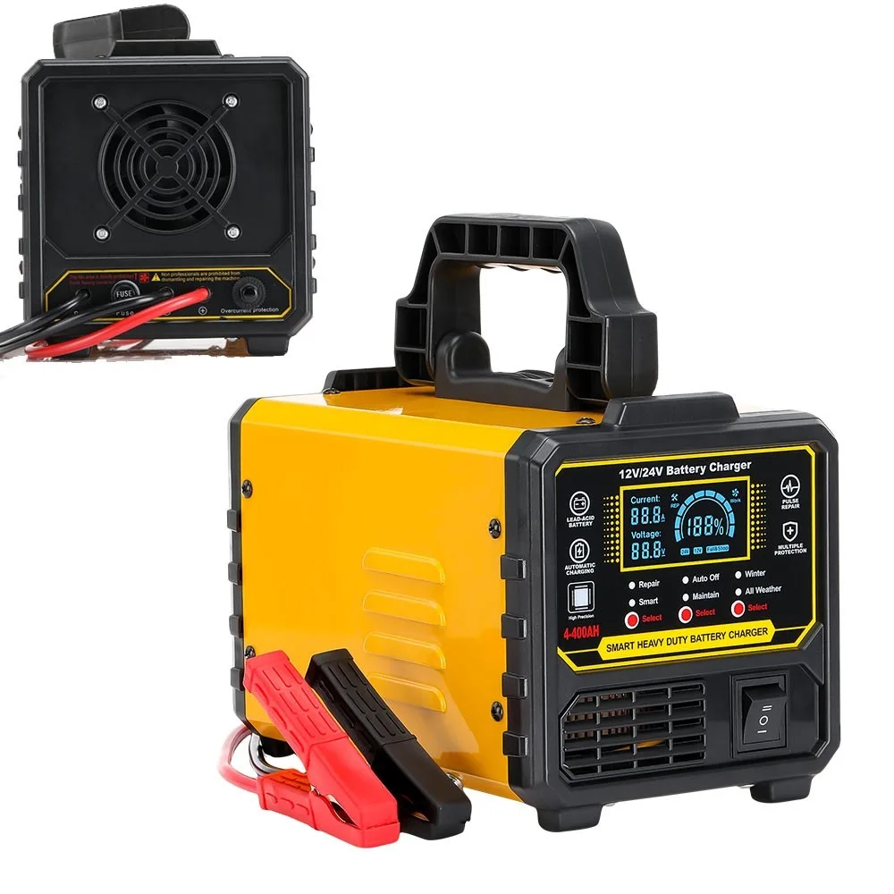 Heavy Duty Car Battery Charger 12V/24V Smart Automatic Intelligent Pulse Yellow
Heavy Duty Car Battery Charger 12V/24V Smart Automatic Intelligent Pulse Yellow