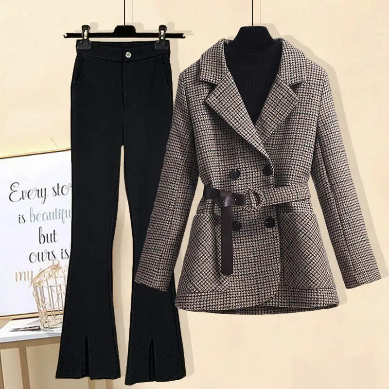 Women Winter Elegant Suit Houndstooth Blazer Jacket Coat+Trousers Two Piece Set Outfit Office Prom Party Clothing Female Work
Women Winter Elegant Suit Houndstooth Blazer Jacket Coat+Trousers Two Piece Set Outfit Office Prom Party Clothing Female Work