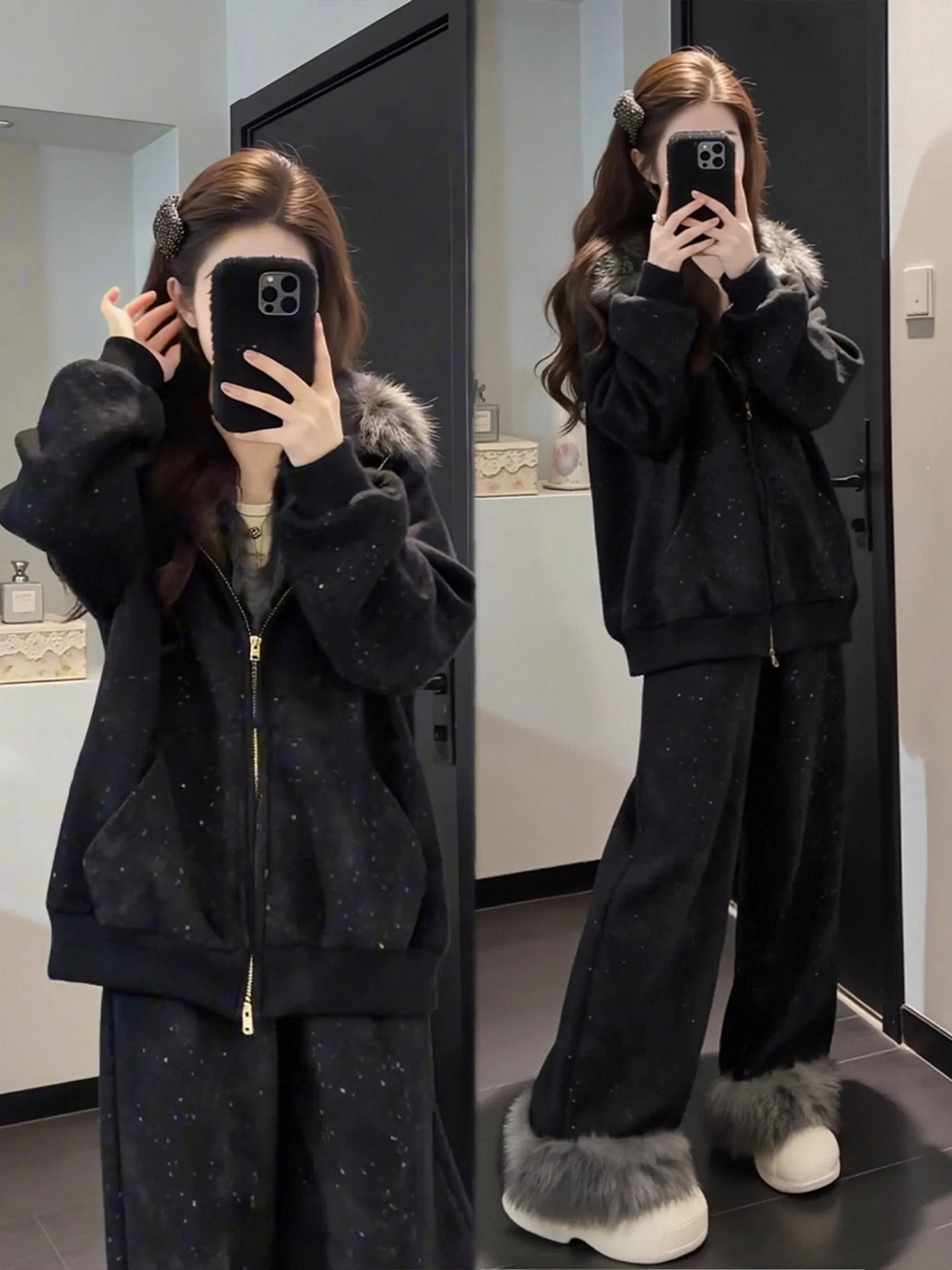 Winter Warm Plu Jaet And Wide Leg Pants Two Piece Set for plus Size Women High Waist Casual Sle Faionable And Comfort...
Winter Warm Plu Jaet And Wide Leg Pants Two Piece Set for plus Size Women High Waist Casual Sle Faionable And Comfort...