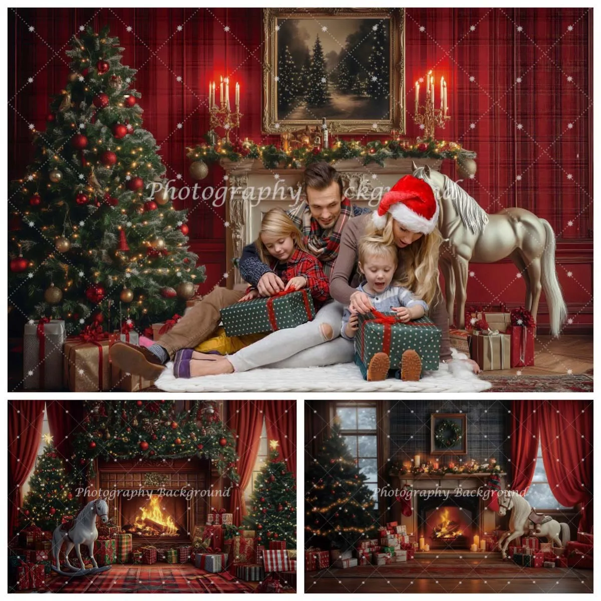 Vintage Christmas Decorations Backdrop Europe Retro Red Curtains Fireplace Xmas Tree Gift Family Portrait Decor Photo Background
Vintage Christmas Decorations Backdrop Europe Retro Red Curtains Fireplace Xmas Tree Gift Family Portrait Decor Photo Background