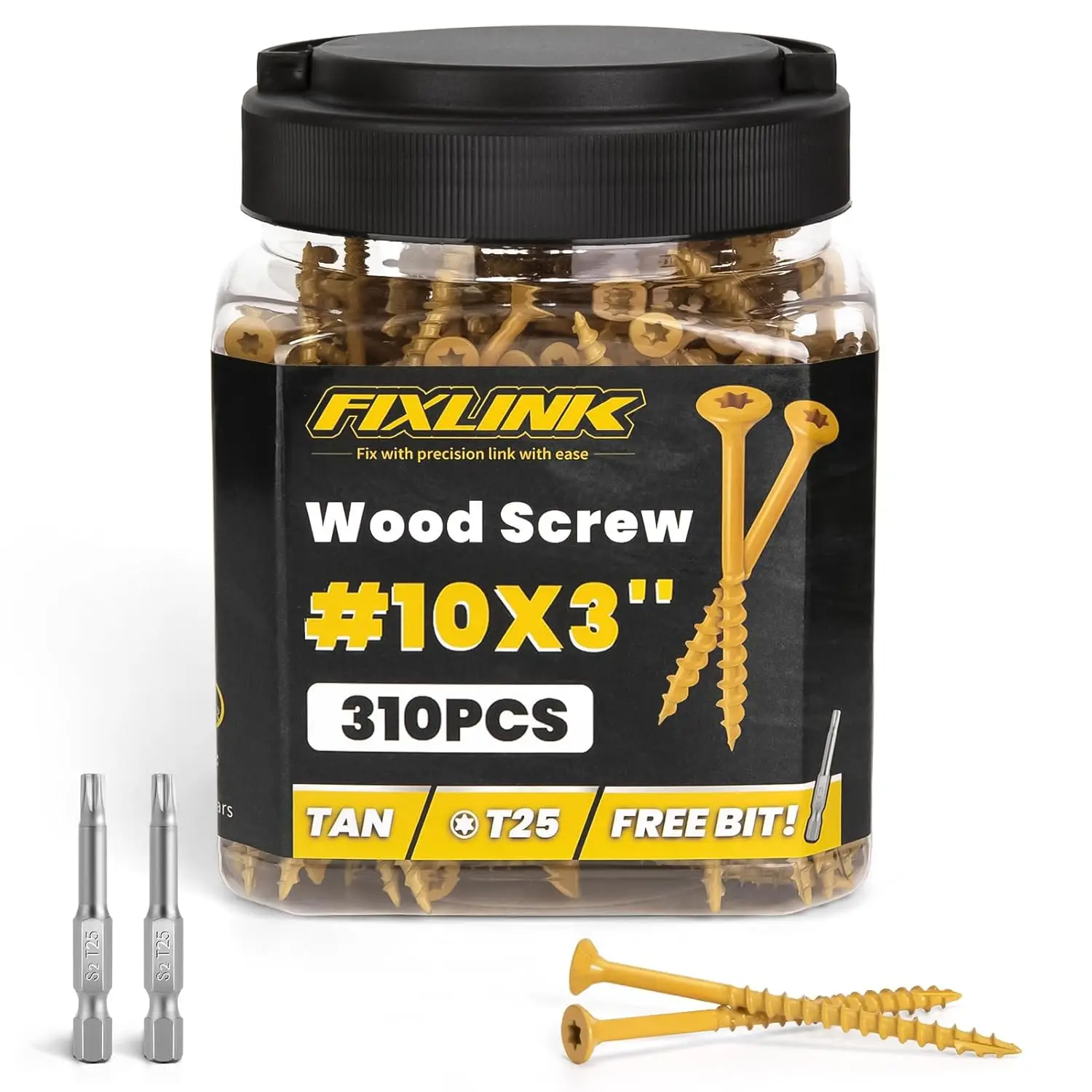 Wood Screws 3 Inch, #10 x 3 Deck Screws 310pcs, Epoxy Coated, T25 Star Bit, 1500+ Hour Salt Spray Rust Resistant for Outdoor Fence
Wood Screws 3 Inch, #10 x 3 Deck Screws 310pcs, Epoxy Coated, T25 Star Bit, 1500+ Hour Salt Spray Rust Resistant for Outdoor Fence