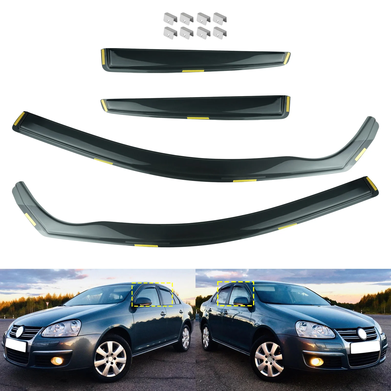 4pcs Tint Side Window Wind Rain Sun Guard Deflectors Protector Sheet Tea translucent For VW Jetta 3 III 1K2 Saloon Sedan 2005-11
4pcs Tint Side Window Wind Rain Sun Guard Deflectors Protector Sheet Tea translucent For VW Jetta 3 III 1K2 Saloon Sedan 2005-11