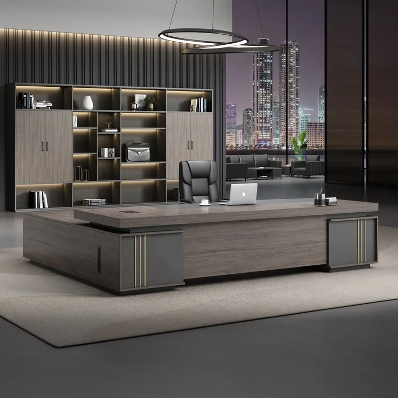 Современный роскошный L-образный стол босса, деревянная модульная компьютерная мебель для руководителей, офисов 
Современный роскошный L-образный стол босса, деревянная модульная компьютерная мебель для руководителей, офисов