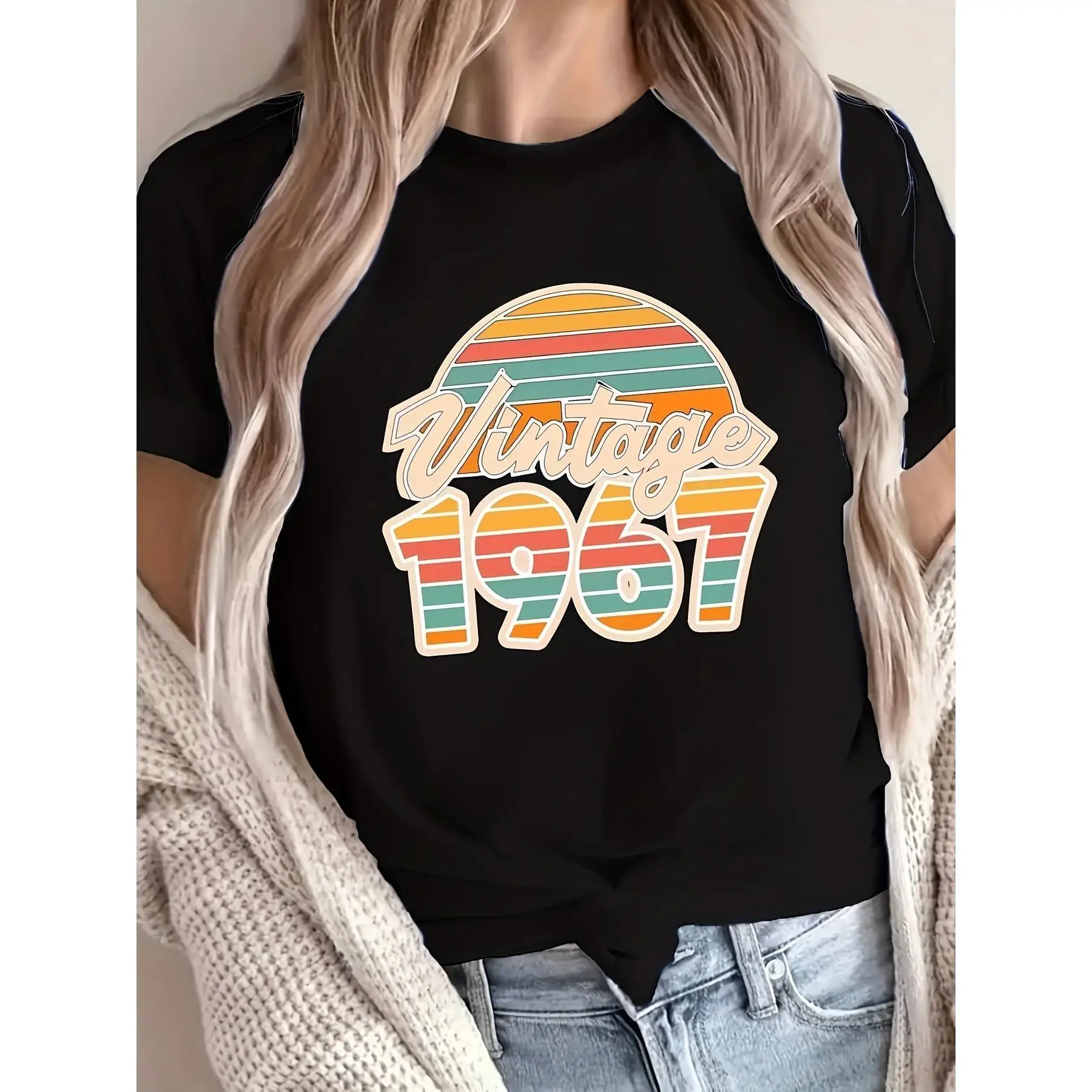 Trendy T - Shirt Featuring "Vintage 1967" Design, Ideal for Retro - Inspired Fashion
Trendy T - Shirt Featuring "Vintage 1967" Design, Ideal for Retro - Inspired Fashion