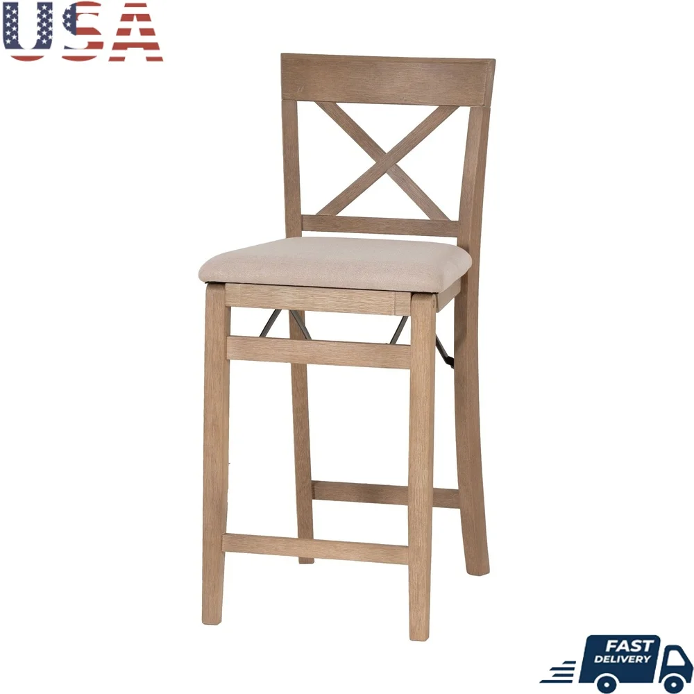 Folding Counter Stool Mid Back Cross Back Design Cozy Upholstered Indoor Stool Collapsible Storage Solution Rubberwood Fabric
Folding Counter Stool Mid Back Cross Back Design Cozy Upholstered Indoor Stool Collapsible Storage Solution Rubberwood Fabric