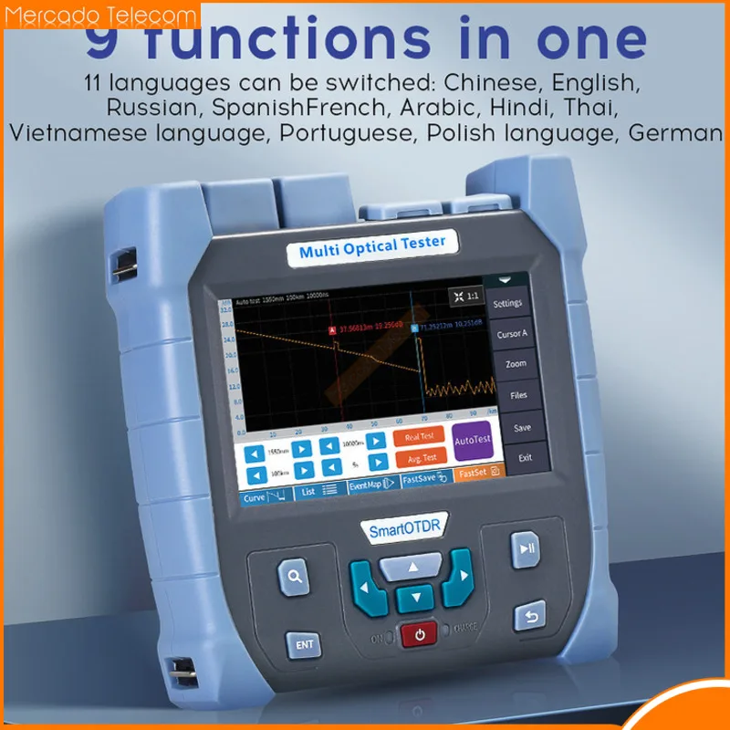 9 IN 1 Mini OTDR Test 1310/1550nm Optical Fiber Reflectometer Touch Screen OPM VFL OLS Event Map Fiber Tester
9 IN 1 Mini OTDR Test 1310/1550nm Optical Fiber Reflectometer Touch Screen OPM VFL OLS Event Map Fiber Tester