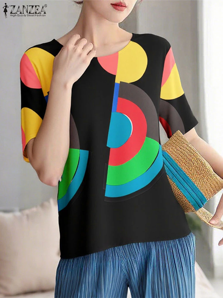 ZANZEA Women Stylish Tops Summer Geometry Printing Blouse 2025 Fashion Short Sleeve Elegant Office Lady Shirt High Street Blusas
ZANZEA Women Stylish Tops Summer Geometry Printing Blouse 2025 Fashion Short Sleeve Elegant Office Lady Shirt High Street Blusas