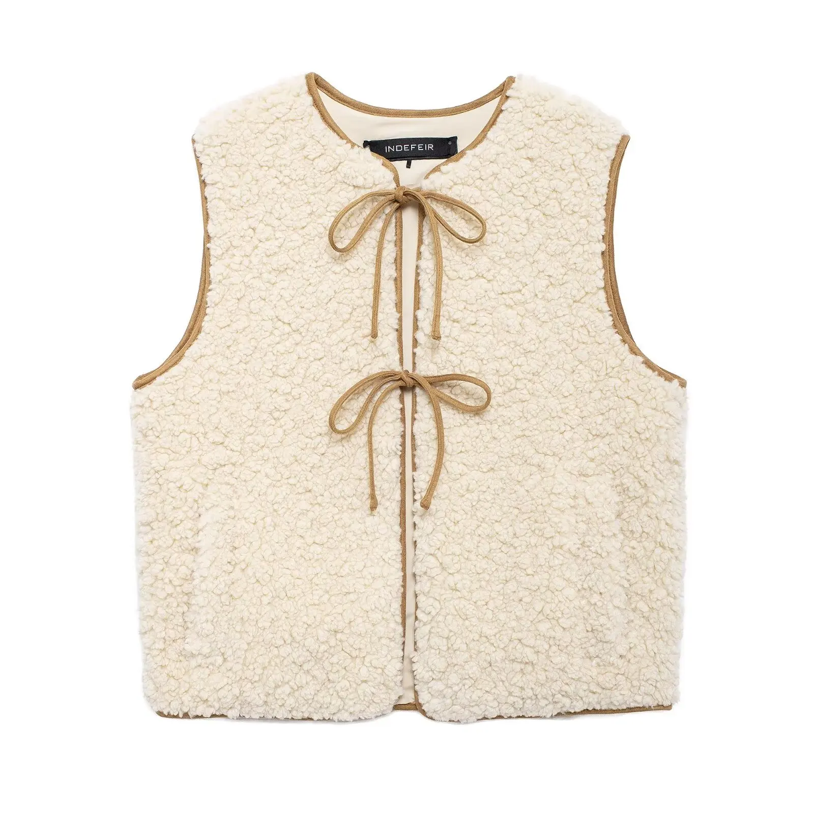 TRAFZA Female Fashion Streetwear Style Short Vests Khaki O-Neck Sleeveless Bow Lace-Up Decorate Autumn Vests Woman Trendy
TRAFZA Female Fashion Streetwear Style Short Vests Khaki O-Neck Sleeveless Bow Lace-Up Decorate Autumn Vests Woman Trendy